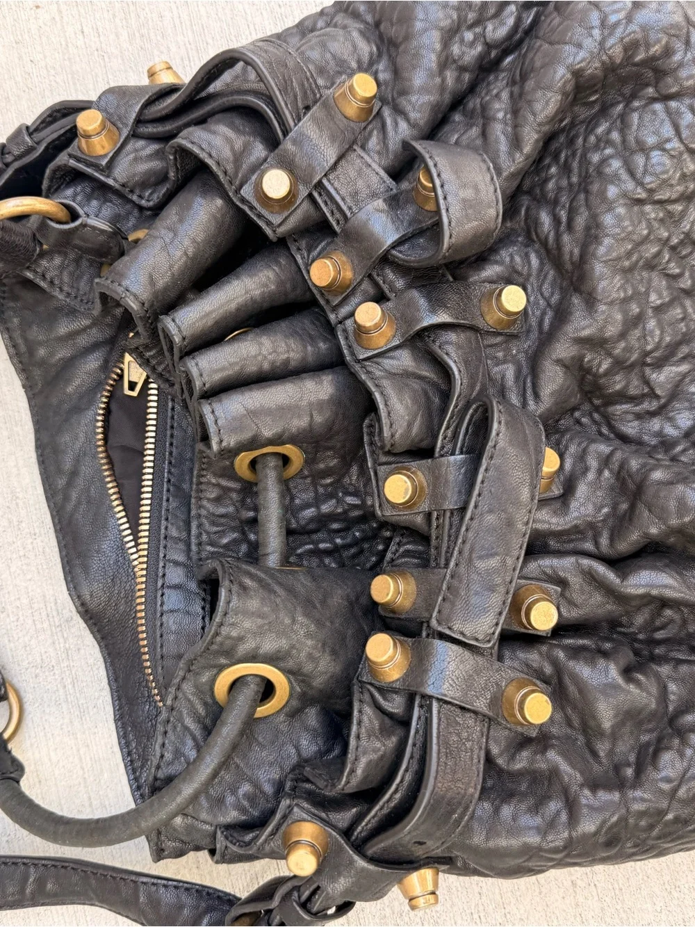 Alexander Wang Black Leather Shoulder Bag with Gold-Tone Hardware